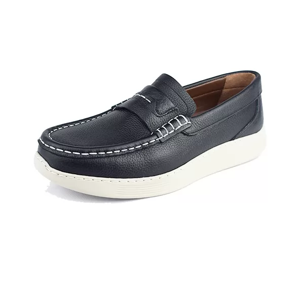 Moccasin pour homme confort R1020 Noir cuir  sandale médicale femme confortable Maroc